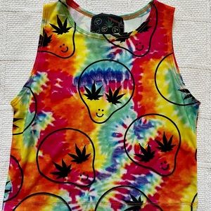 O-mighty tie dye Alien and weed tank